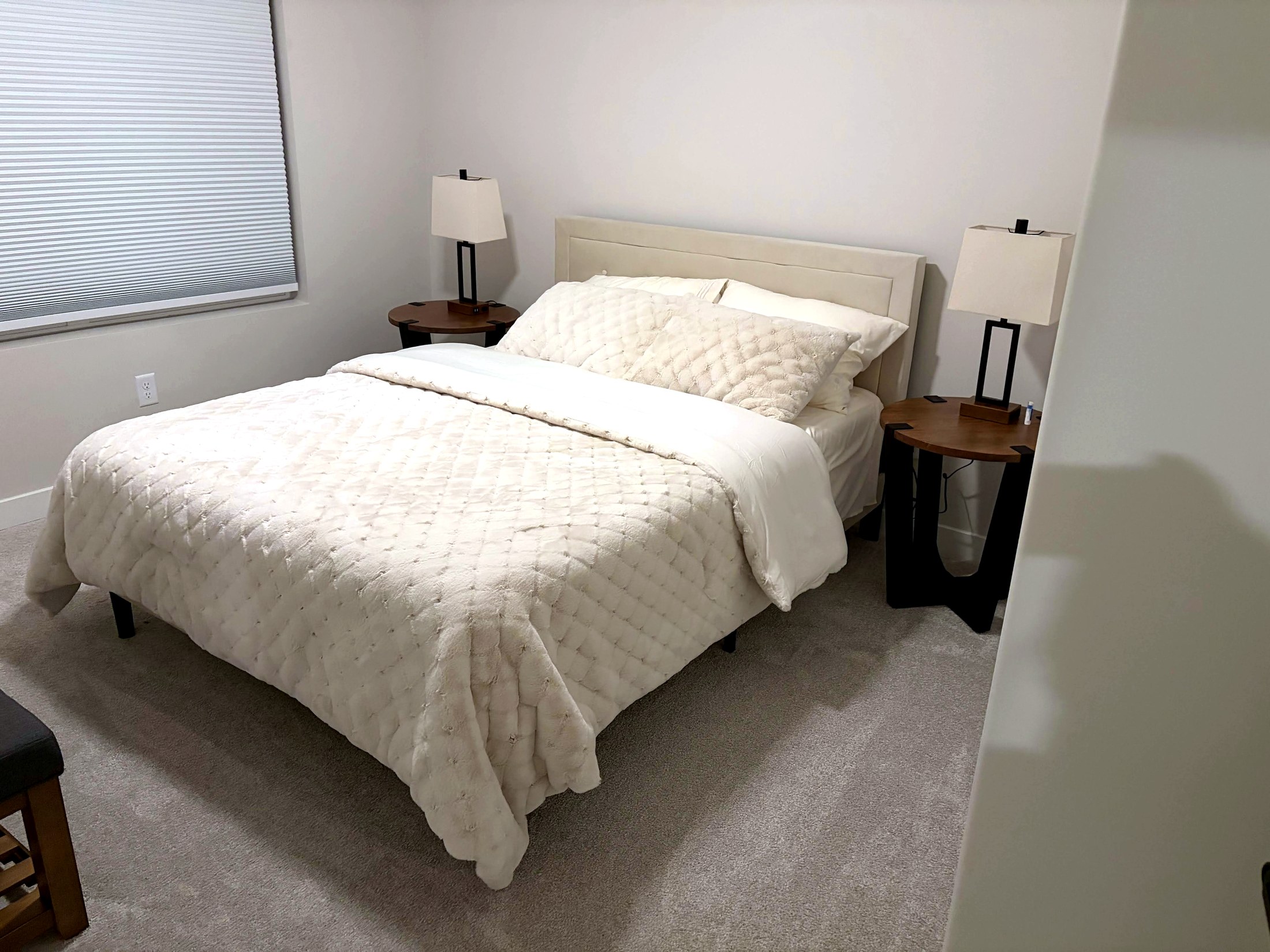 Clean cabin bedroom ready for Jordanelle and Deer Creek weekend owners
