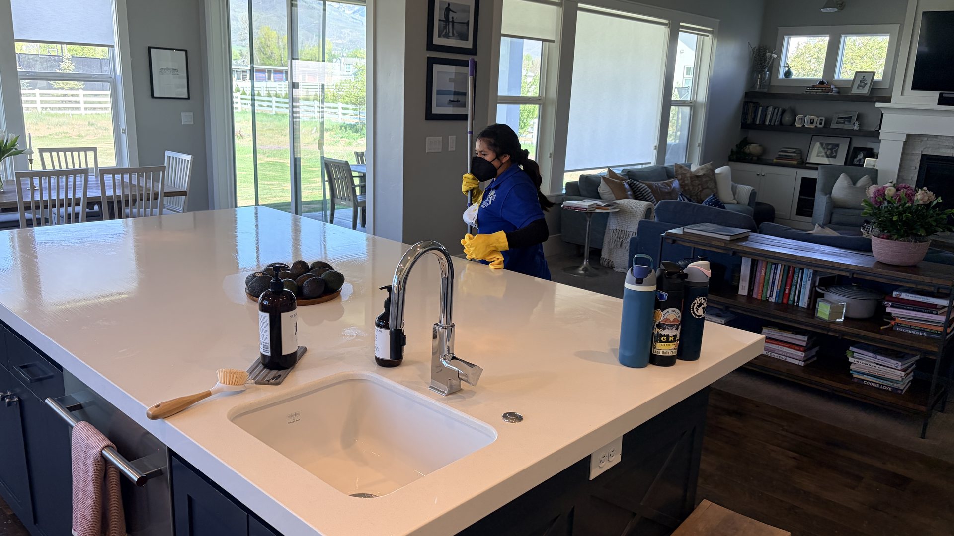 Sun Ray cleaner preparing a kitchen island in a Heber Valley home