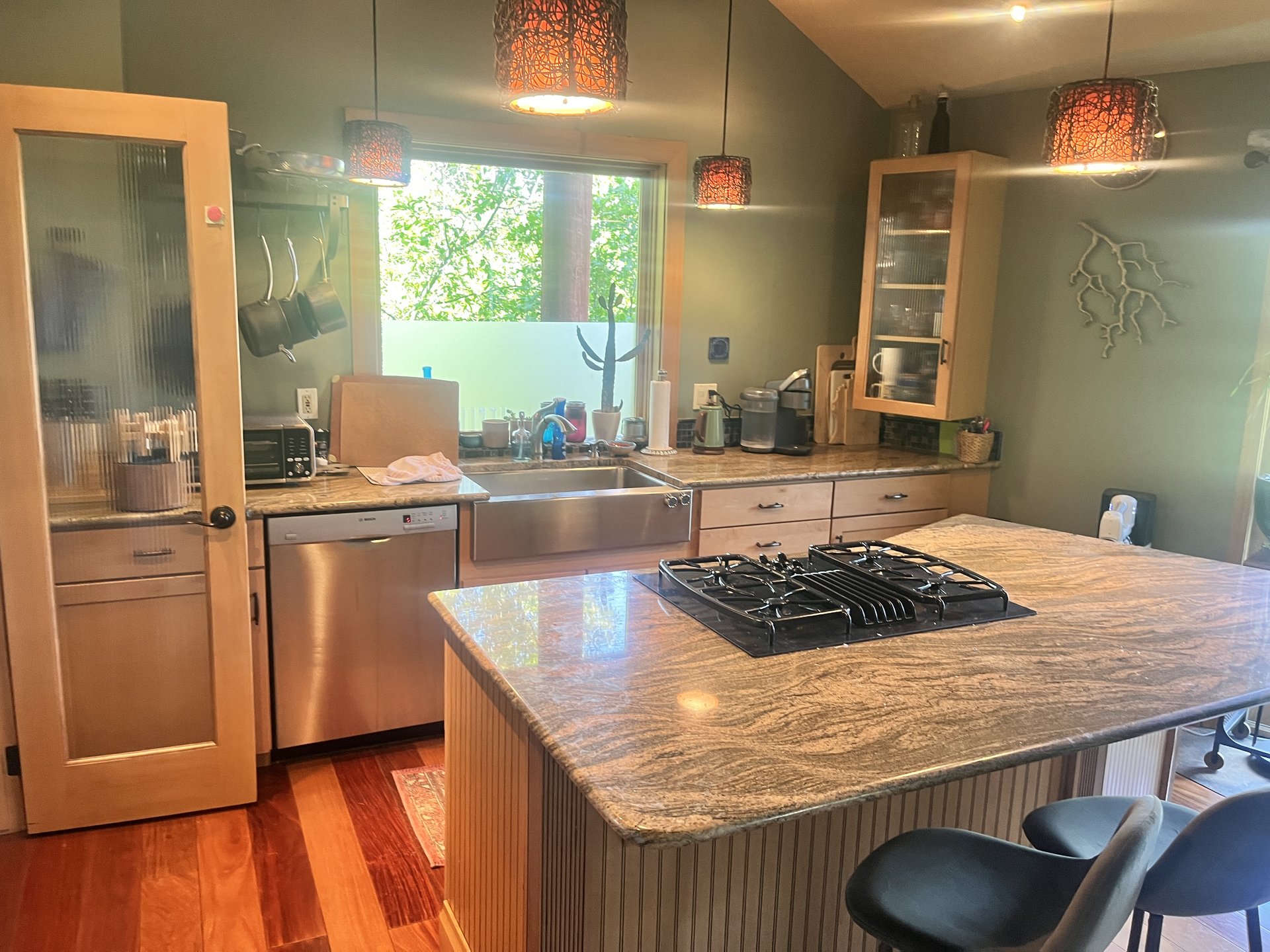 Clean kitchen island after a Sun Ray visit